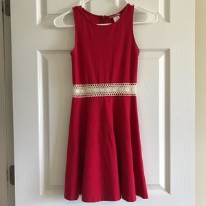 Red sundress with crochet waist